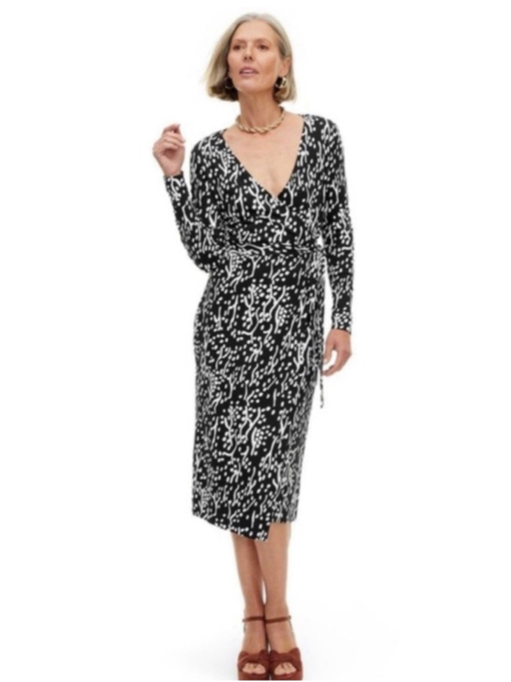 Diane von Furstenberg x Target NWT Black & White Print Wrap Midi Dress XS